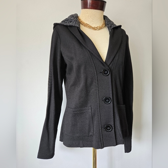 Tonya Debellis Black Sweater Blazer/ Jacket With Removable Hood. Size Medium - Picture 2 of 13